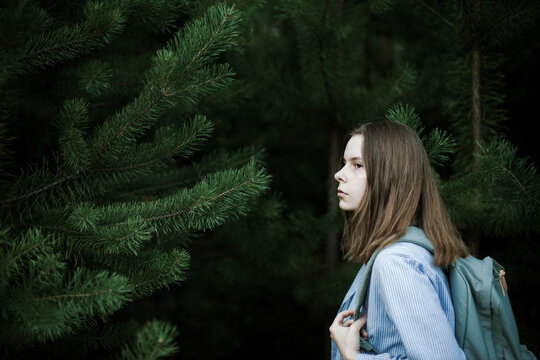 Young  woman in the forest