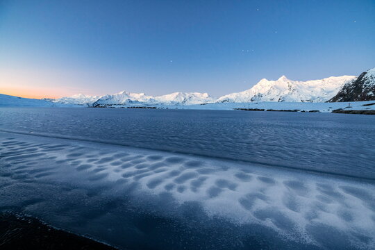 Frozen lake Andossi, Valle Spluga, Lombardy, Italy
