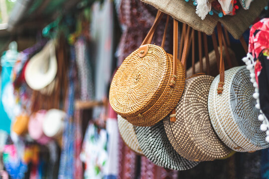 Woven Purses for Sale at a Local Market in Bali, Indonesia