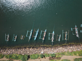 Aerial view of harbor mole