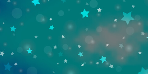 Fototapeta na wymiar Light Blue, Green vector template with circles, stars.