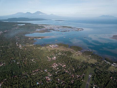 Aerial view of the coast of a tropical island