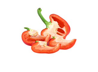Sliced yellow paprika pepper isolated on transparent png