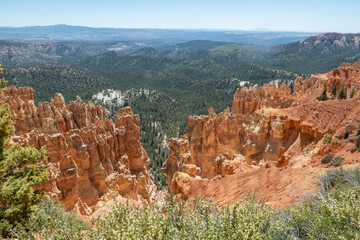 Scenic view to Bryce Canyon rocks