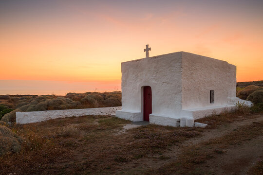Small church on the coast near Molos village on Skyros island, Greece.