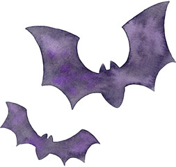 空を飛ぶコウモリのシルエットのイラスト