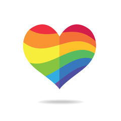 LGBT pride flag or rainbow pride flag on heart background