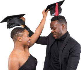 Young African-American Couple Graduates with No Background