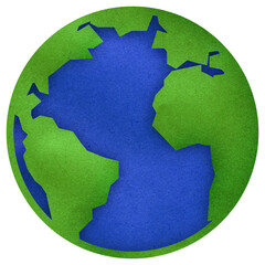 world icon made with colored cardboard, earth globe made of recycled paper, handmade map. © Octavio