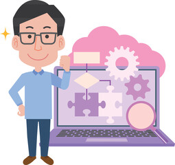 プログラマーの男性とパソコン