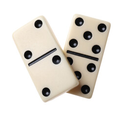 Two classic domino tiles on white background, top view