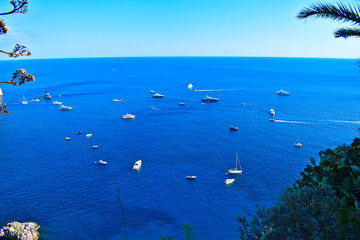 Boats on the sea on Capri Island, Italy