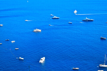 Boats on the sea on Capri Island, Italy