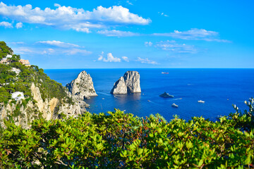 Capri, Italy, faraglioni viewed from Giardini di Augusto (Capri Overlook) Mallo Island
