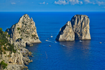 Capri, Italy, faraglioni viewed from Giardini di Augusto (Capri Overlook) Mallo Island
