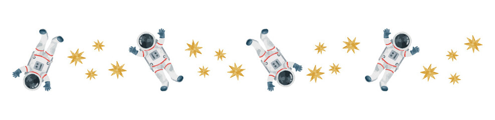 星と宇宙飛行士　水彩風イラスト  © newmin