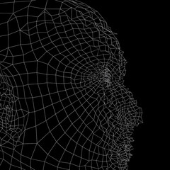 Abstract mannequin head wireframe 3D Illustration