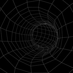 Abstract tunnel wireframe 3D Illustration