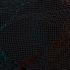 Abstract mountains wireframe 3D Illustration