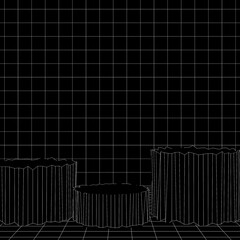 Abstract podium wireframe 3D Illustration