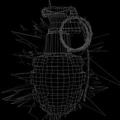 Abstract grenade wireframe 3D Illustration