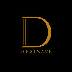 D law initial gold luxury logo