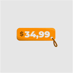 $34.99 price tag icon vectorized orange