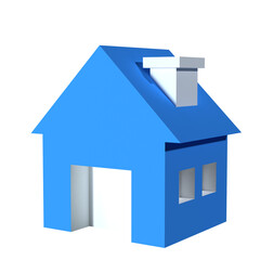 3D House icon on transparency background