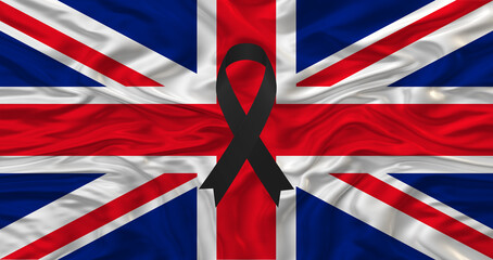 british flag and mourning - obrazy, fototapety, plakaty