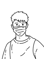 black and white of cute man for coloring