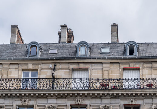 Mansard roof on a typical Parisian apartment building