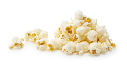 Popcorn placed on a white background.