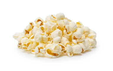 Popcorn placed on a white background.