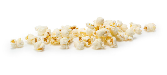 Popcorn placed on a white background.