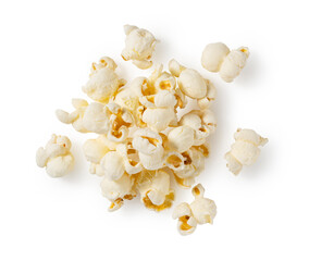 Popcorn placed on a white background.