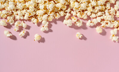 Popcorn placed on white background with copy space.