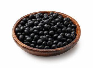 Black soybeans in more of a tree placed on a white background.