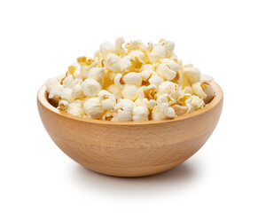 Popcorn placed on a white background.