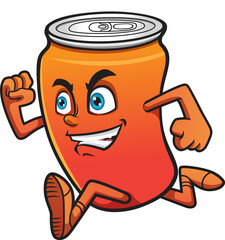 Soft Drink Cans Mascot Running Fast Png Design