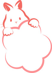 Label of a rabbit with a plum blossom