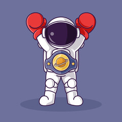 Cute Astronaut boxing champions Cartoon Illustration Vector file. Isolated Premium Vector icon, every object is on separated layer. Flat Cartoon Style