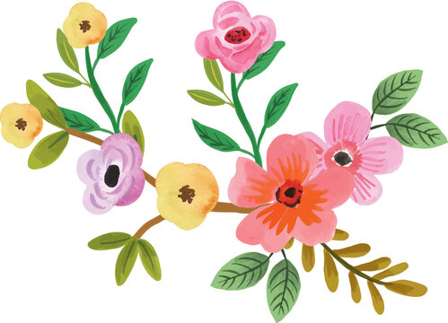 Colorful Gouache Floral Bouquets