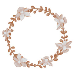 Watercolor Dried Flower Frame, Brown flora clipart.