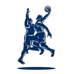 Basketball Player Dunk Block Retro