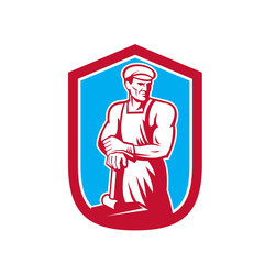 Foundry Worker Blacksmith Hammer Retro