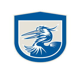 Great Blue Heron Head Shield Retro