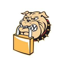 Fototapeta premium Bulldog Dog Mongrel Head Padlock Retro