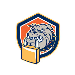 Bulldog Dog Mongrel Padlock Shield Retro