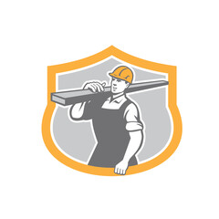 Carpenter Carry Lumber Shield Retro