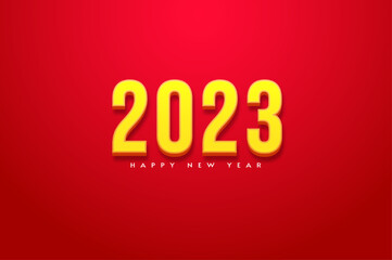 happy new year 2023 with 3d yellow numbers